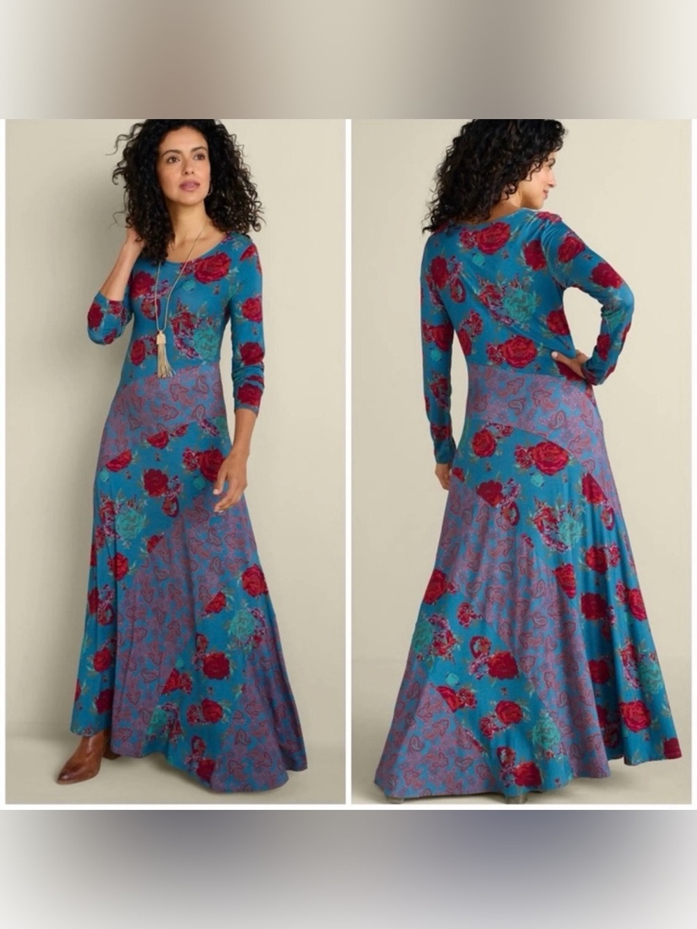🌹✨ Soft Surroundings Floral Paisley Maxi Dress XS Boho Cottagecore ✨🌹